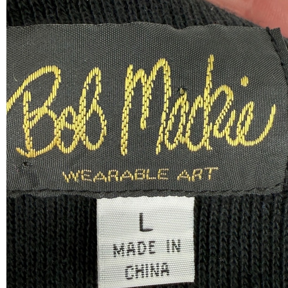 Bob Mackie Wearable Art Embroidered Cat Full Zip Cardigan Jacket Size Large - Picture 3 of 13